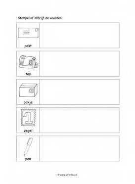 Werkblad postbode - Woorden stempelen