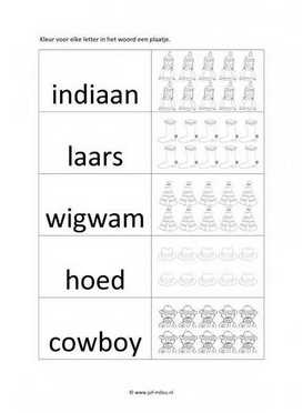 Werkblad cowboys en indianen - Letters tellen