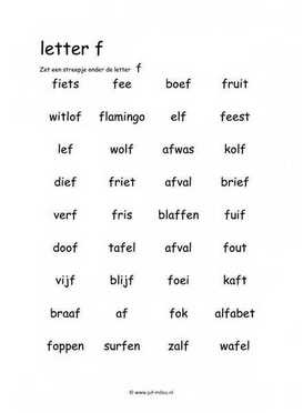 Letters leren - F zoeken in woord