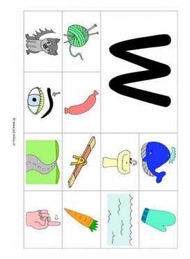 Letters leren - W 12 woorden kl