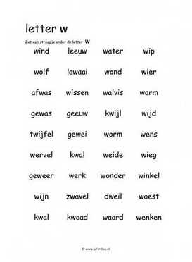 Letters leren - W zoeken in woord