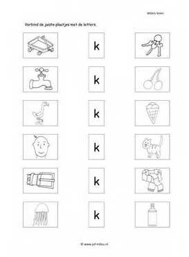 Leren lezen K letter verbinden 1